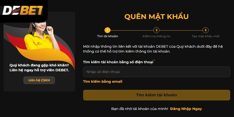 Cách khắc phục sự cố quên mật khẩu Debet